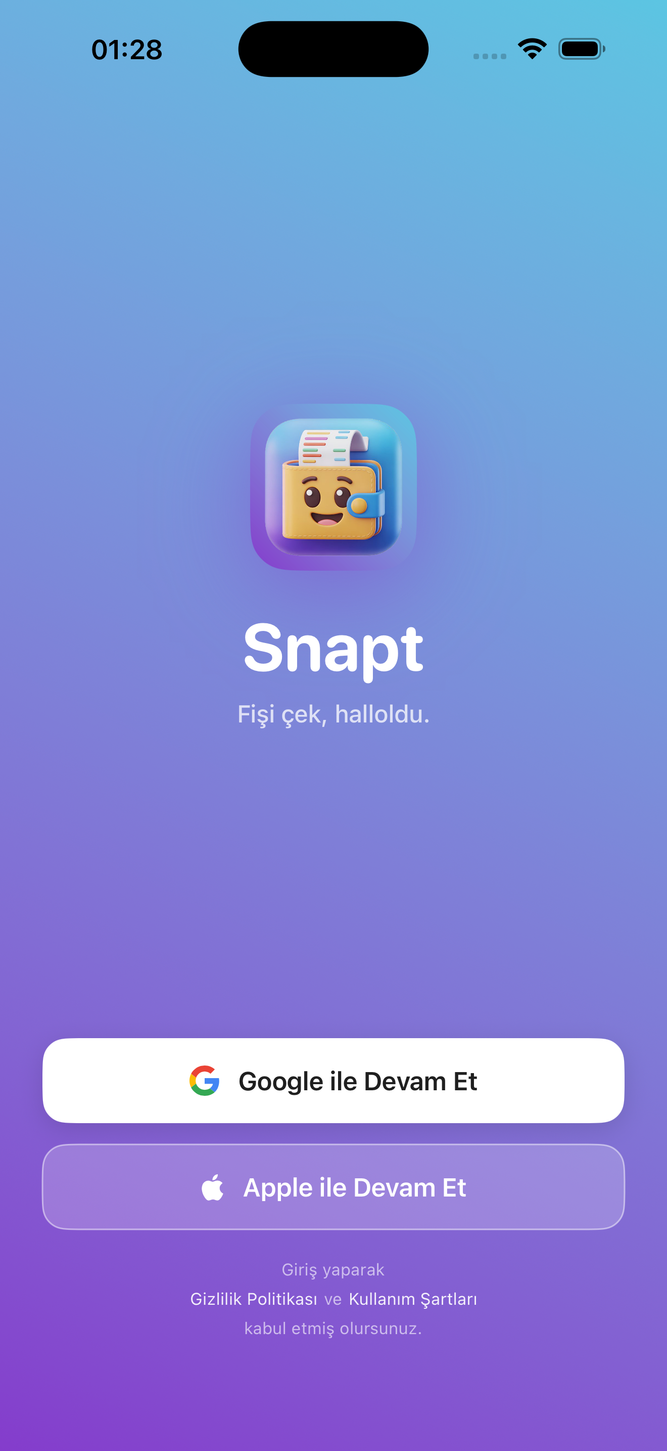 Snapt giriş ekranı